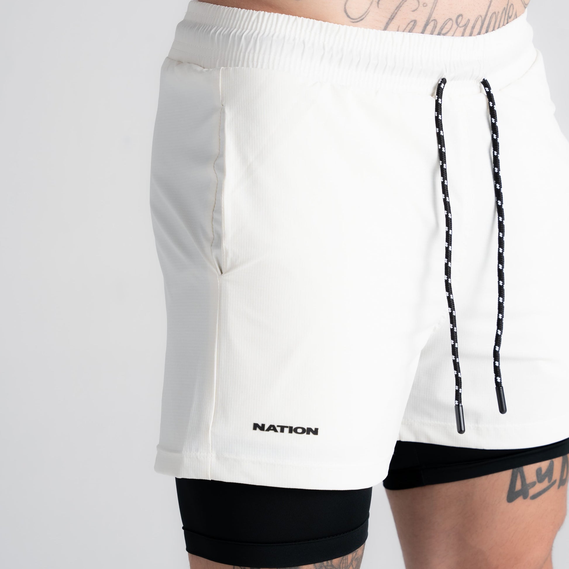 Shorts Tactel Com Compressão Mith Nation Off White