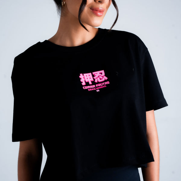 Cropped Oversized Comam Frutas Preto