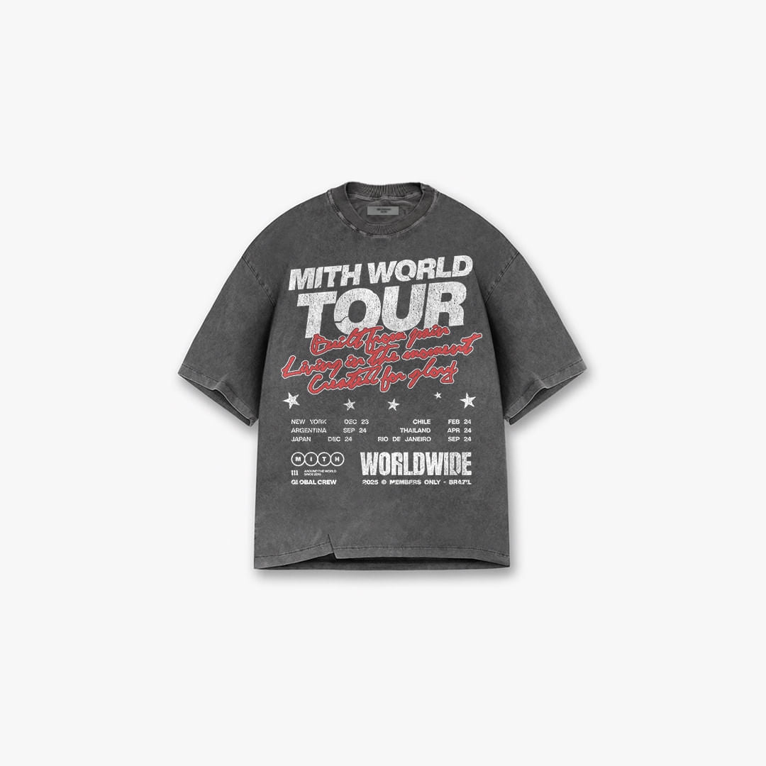 Camiseta Box Estonada Mith Tour Cinza