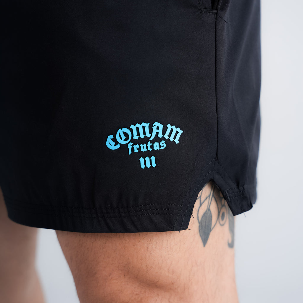 Shorts Curto Tactel Comam Frutas Preto