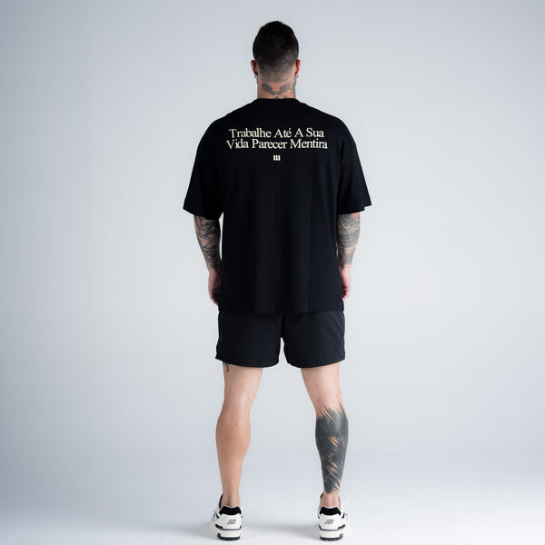 Camiseta Oversized Comam Frutas Trabalhe Ate Parecer Mentira