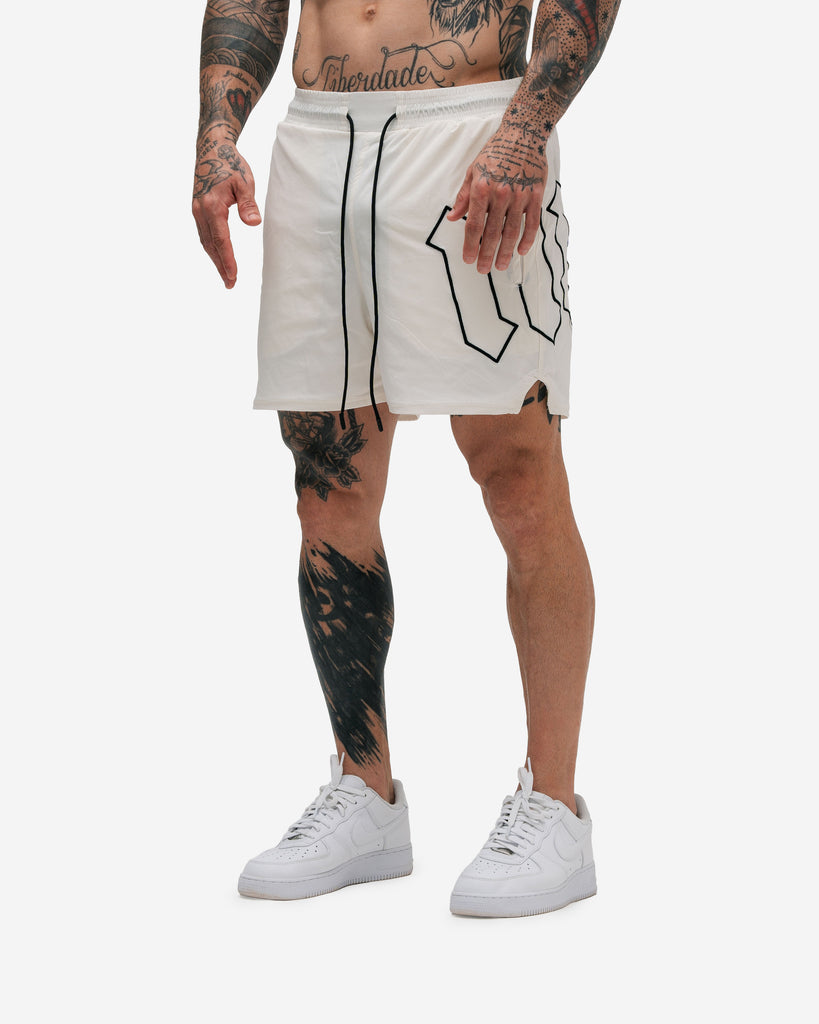 Shorts de Tactel Curto Embroidery Mith Nation Off White