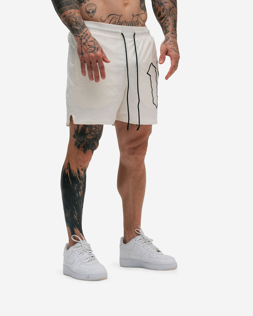 Shorts de Tactel Curto Embroidery Mith Nation Off White