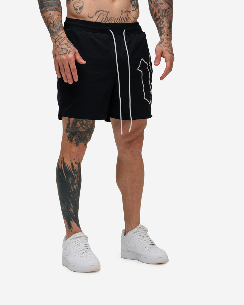 Shorts de Tactel Curto Embroidery Mith Nation Preto