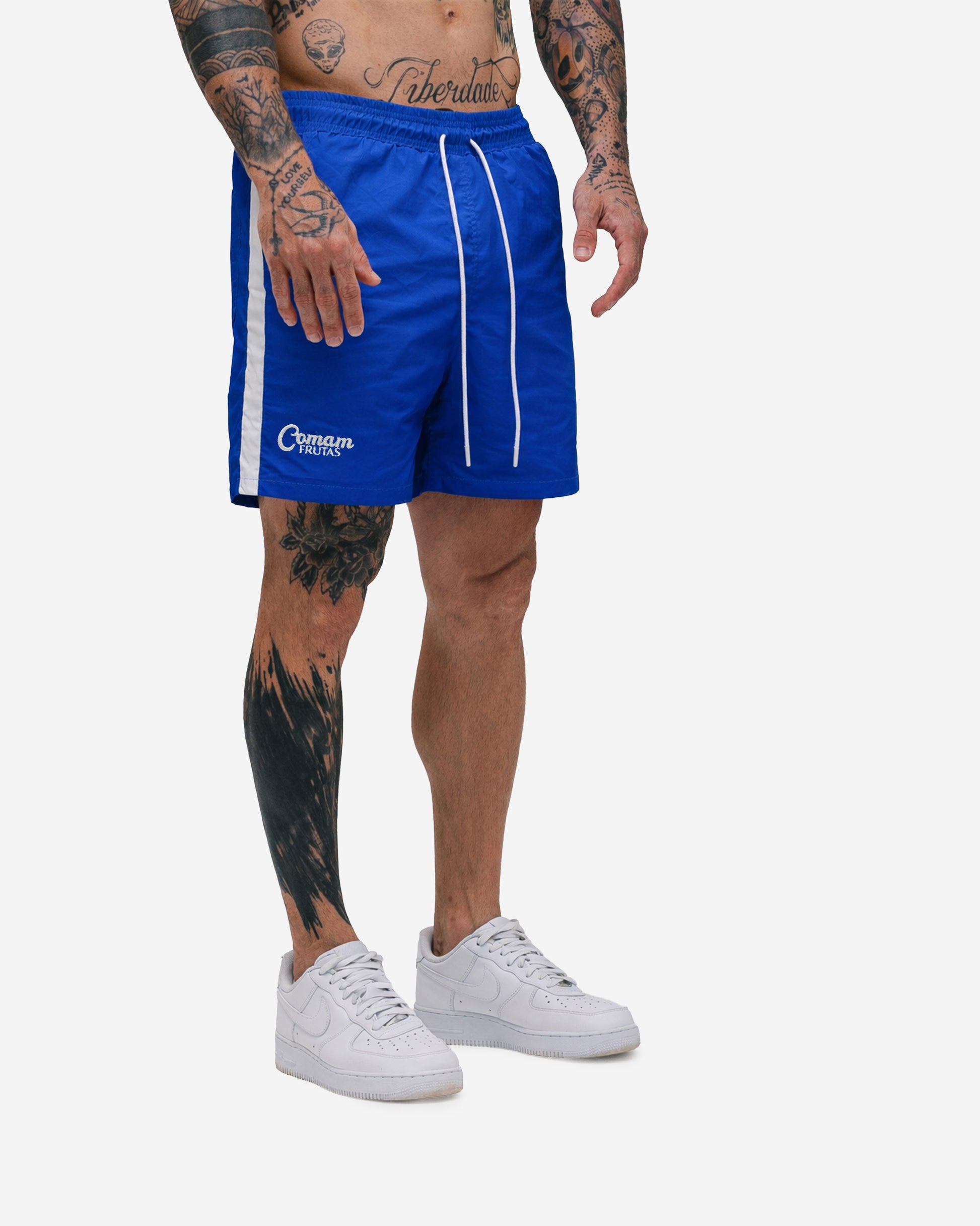 Shorts Curto de Tactel Mith Comam Frutas Azul