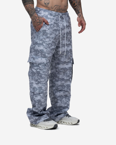 Calça Cargo Sublimado Camo Logo Cinza