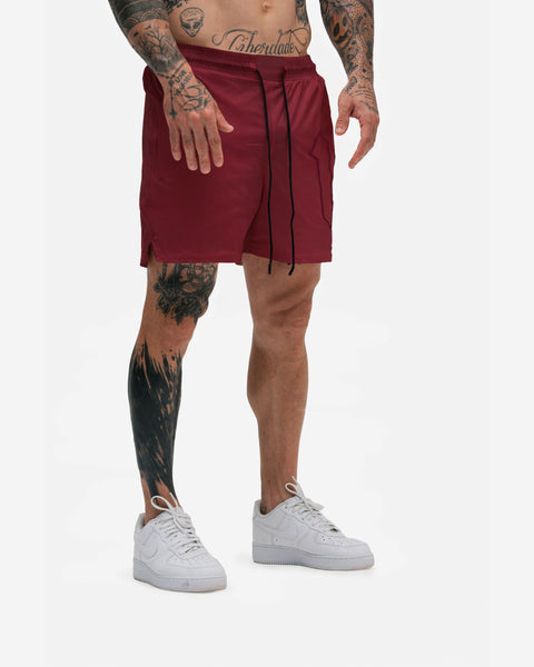 Shorts Curto de Tactel Mith Nation Embroidery Bordô