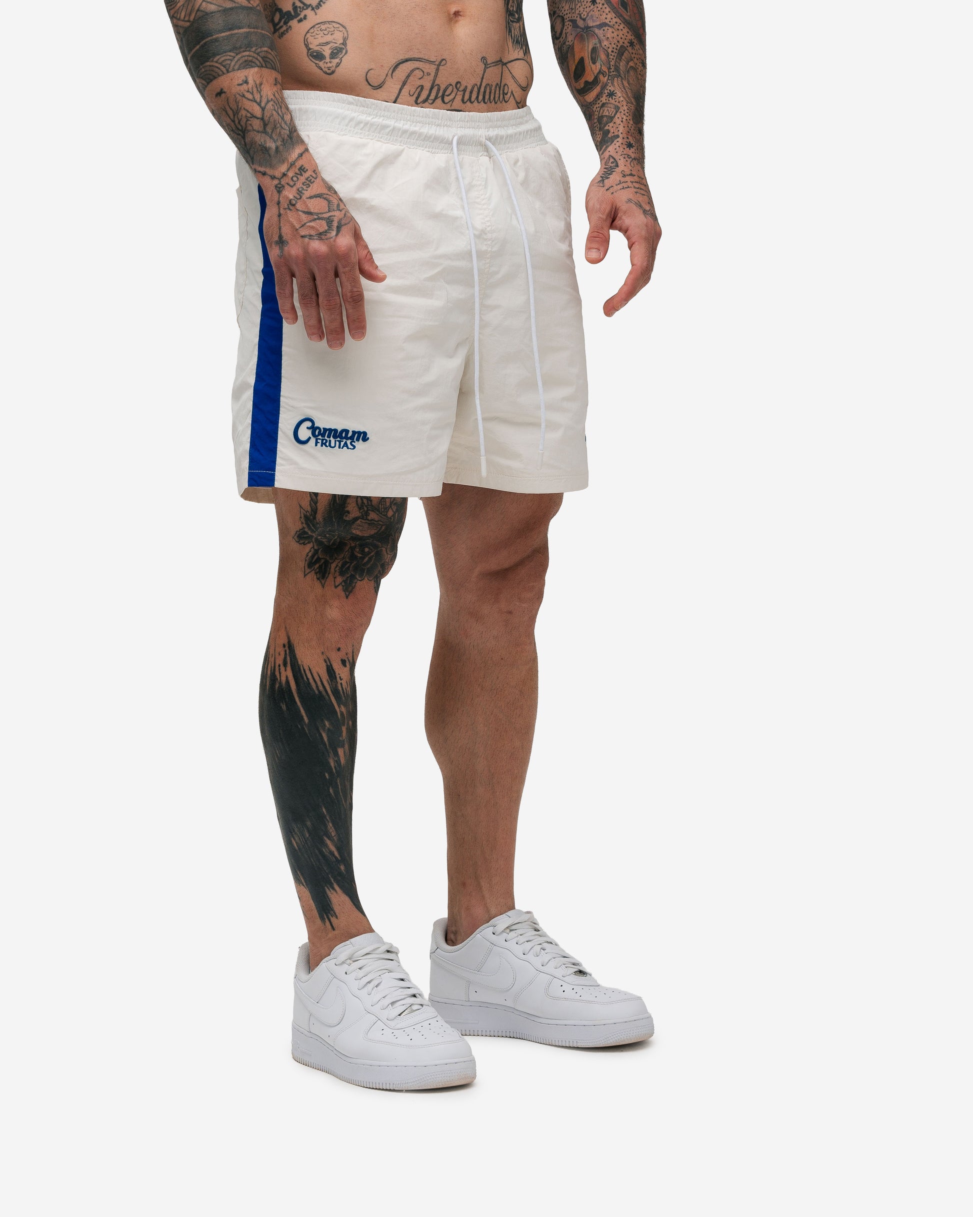 Shorts Curto de Tactel Mith Comam Frutas BR Off White