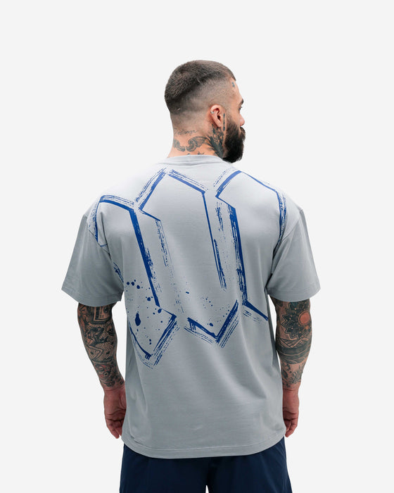 Camiseta Oversized Treino Cinza Mith Nation Doodle Grid