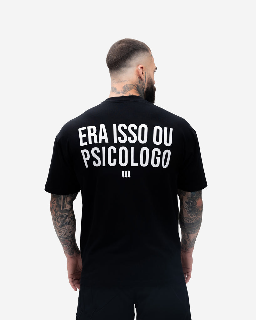 Camiseta <strong>Oversized Treino</strong> Mith Era Isso ou Psicólogo Preto