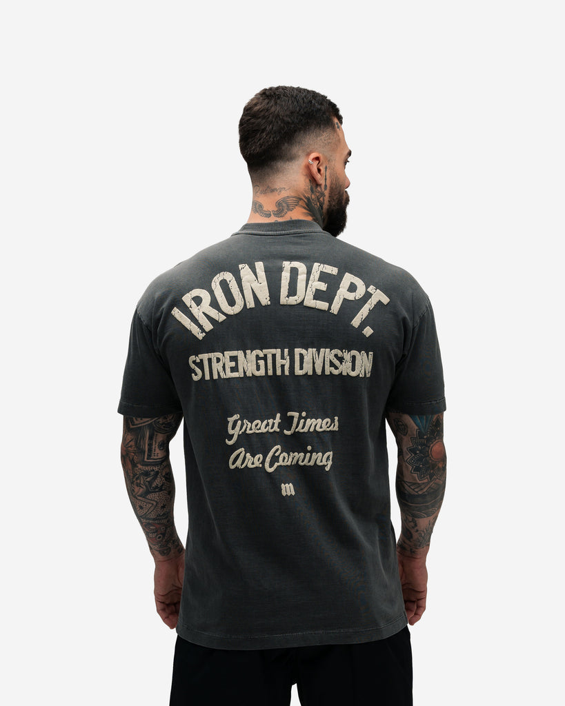 Camiseta Oversized Estonada Mith Iron Dept. Cinza