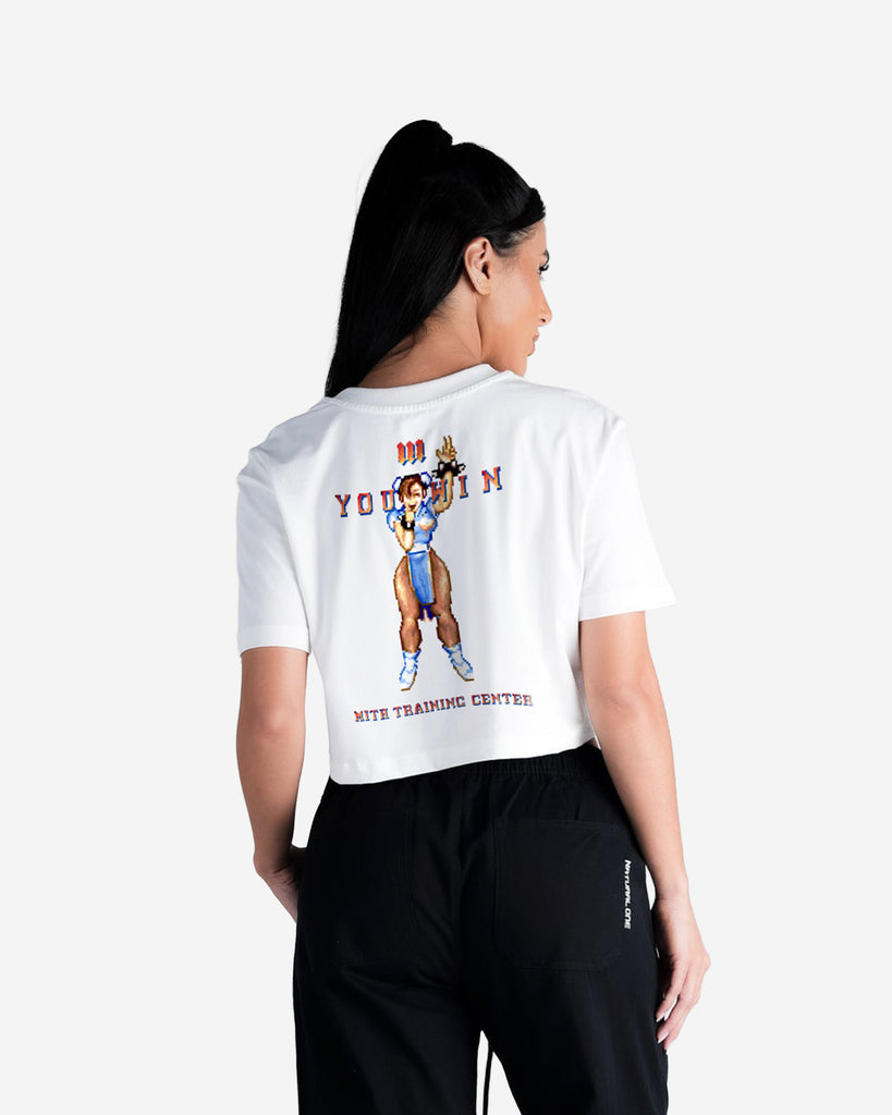 Cropped Feminino Mith Street Fighter You Win Off White