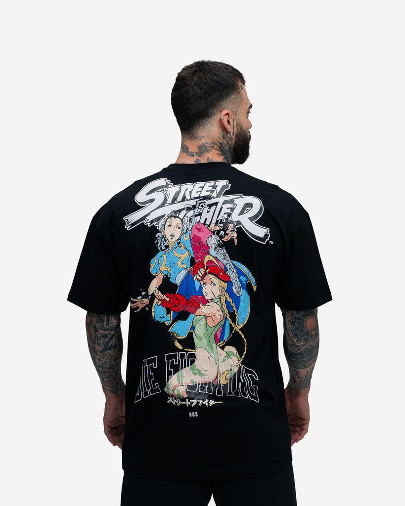 Camiseta Oversized Street Fighter Chun Li Ft Cammy Preto
