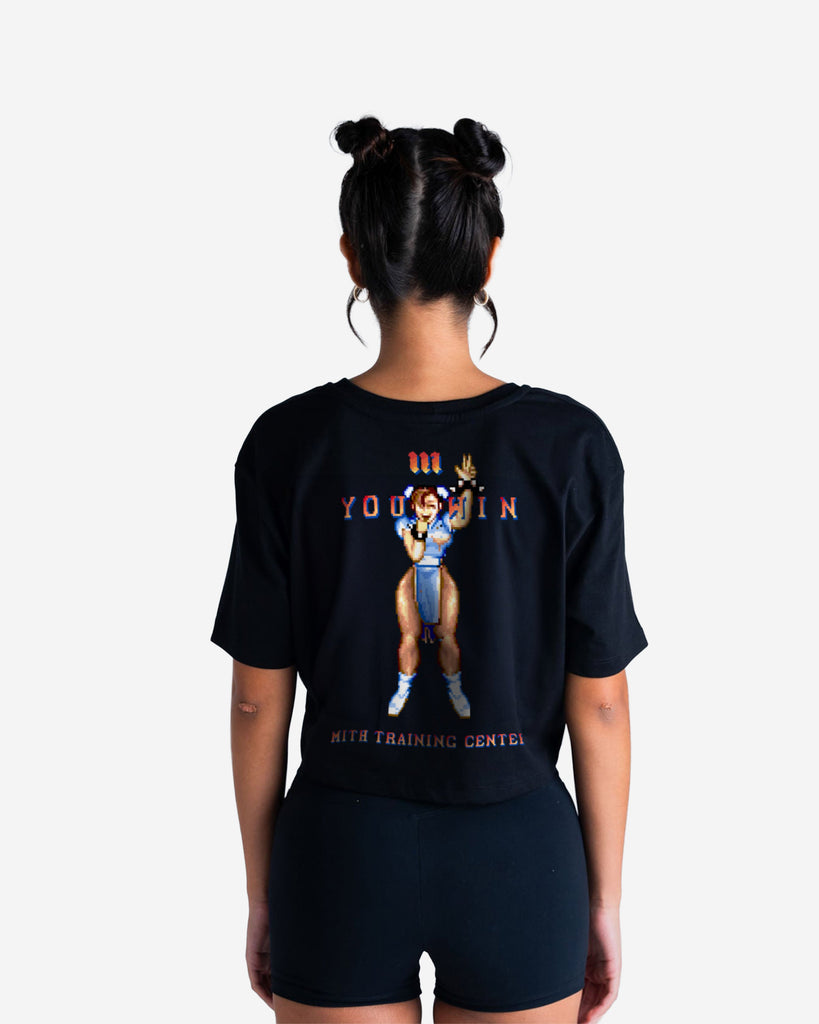 Cropped Feminino Mith Street Fighter You Win Preto