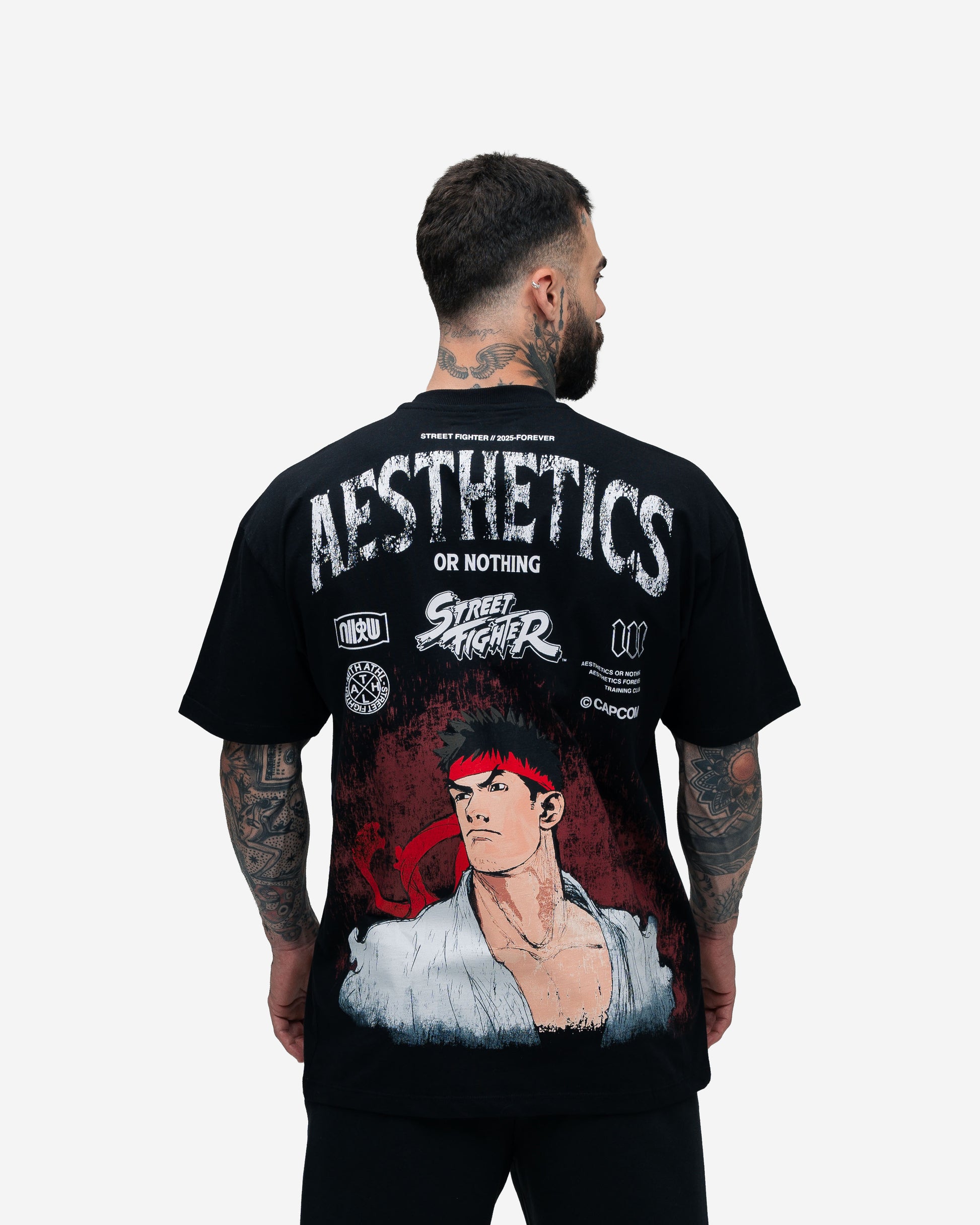 Camiseta Oversized Mith Street Fighter Ryu Face Preto