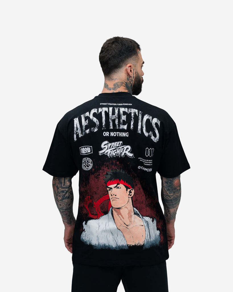 Camiseta Oversized Mith Street Fighter Ryu Face Preto