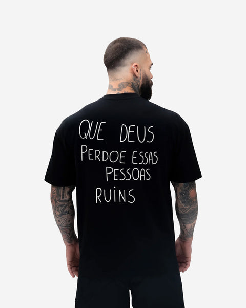 Camiseta Oversized Treino Preta Mith Que Deus Perdoe Preto