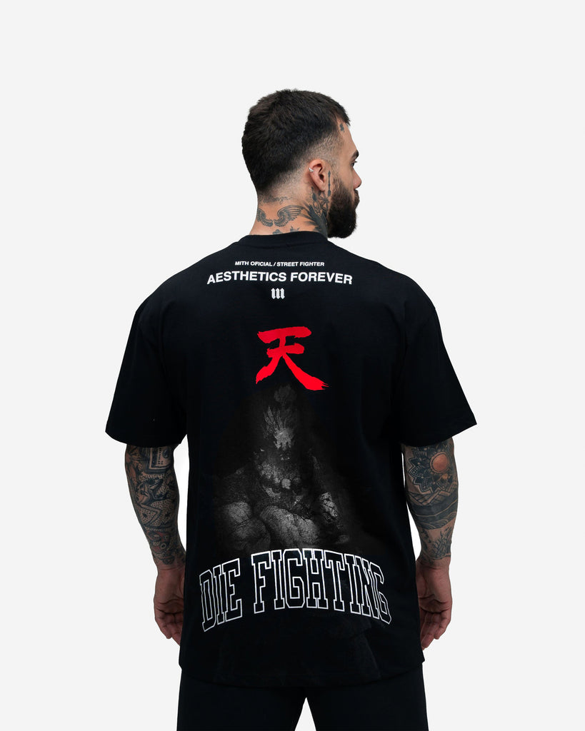 Camiseta Oversized Street Fighter Akuma Aesthetics Mono Preto