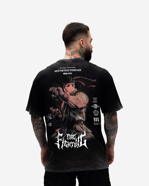 Camiseta Oversized Premium Estonada Preta Mith x Street Fighter Ryu
