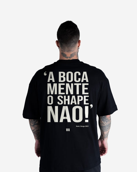 Camiseta Oversized Mith Gorgonoid A Boca Mente o Shape Nao Preto
