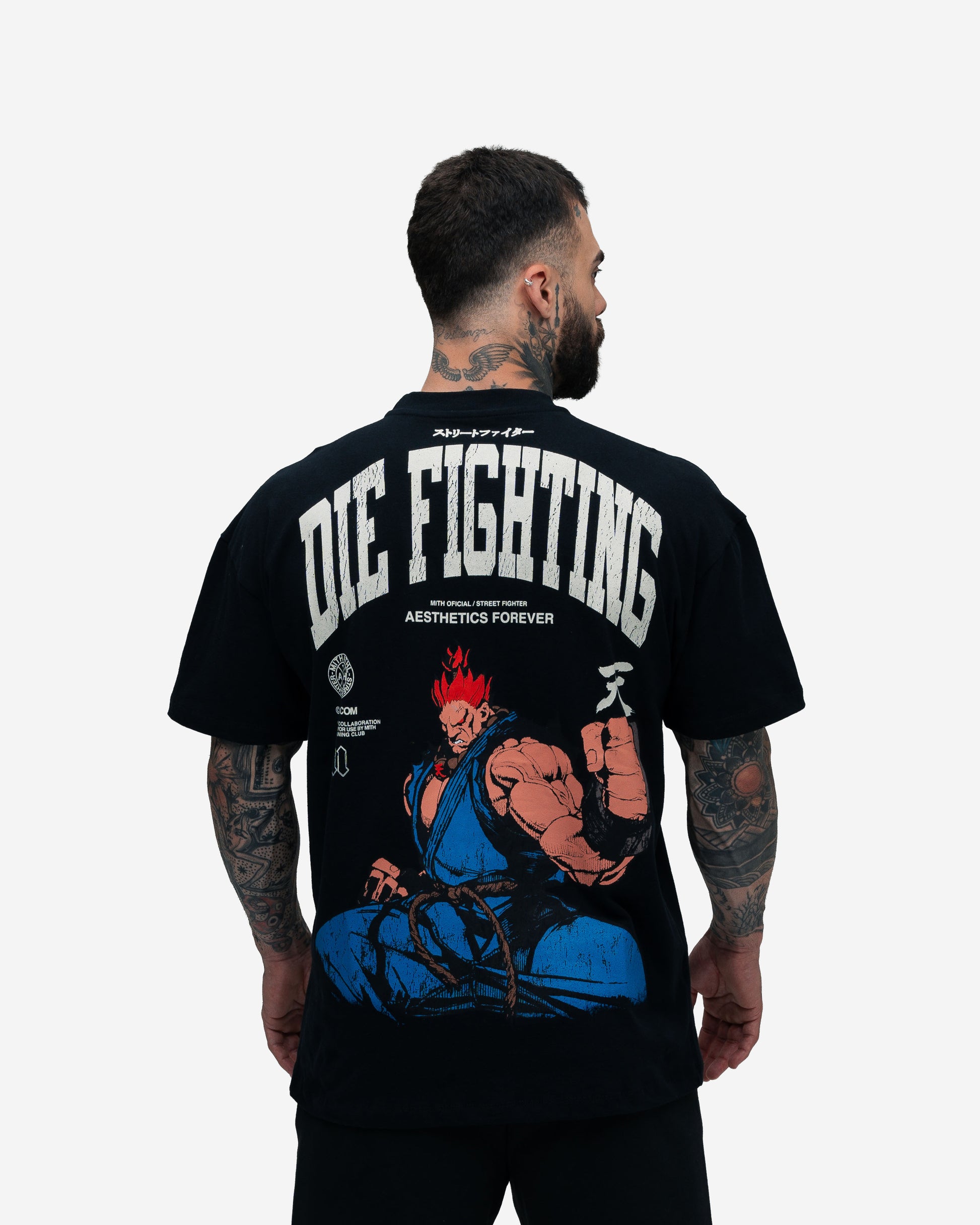 Camiseta Oversized Street Fighter Akuma Preto