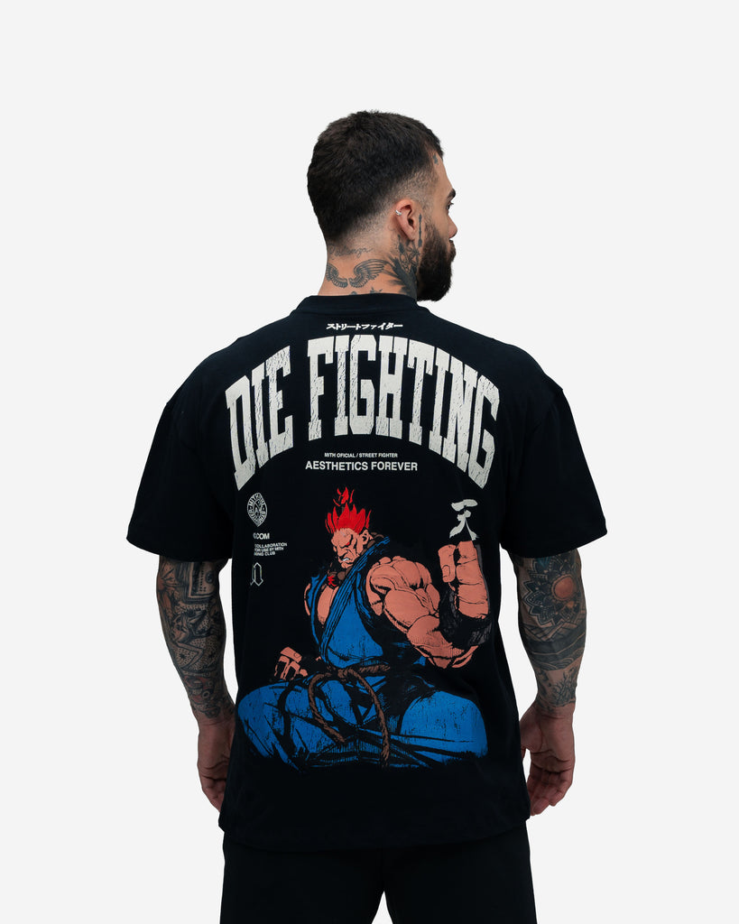 Camiseta Oversized Street Fighter Akuma Preto