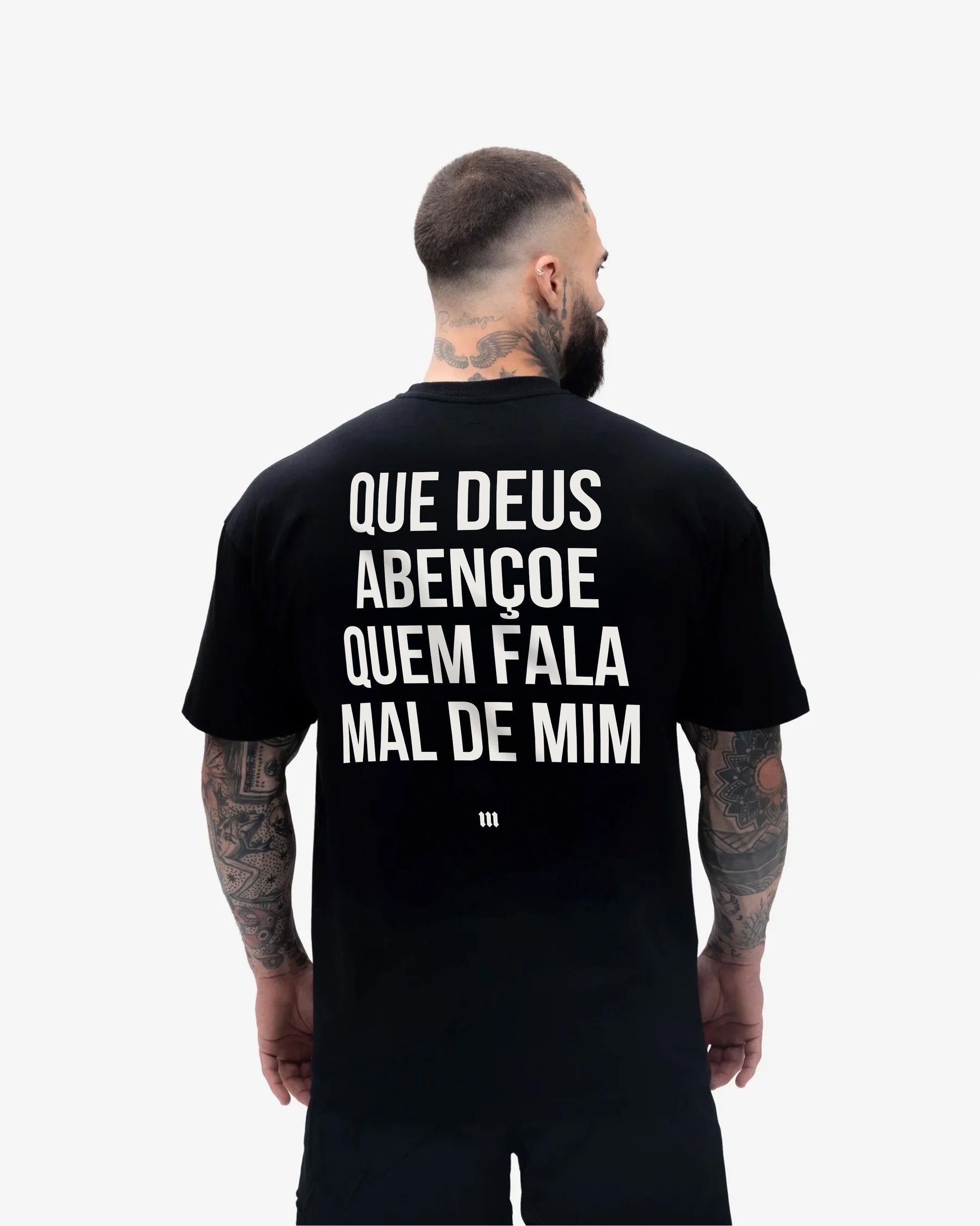 Camiseta Oversized Treino Preto Quem Fala Mal de Mim
