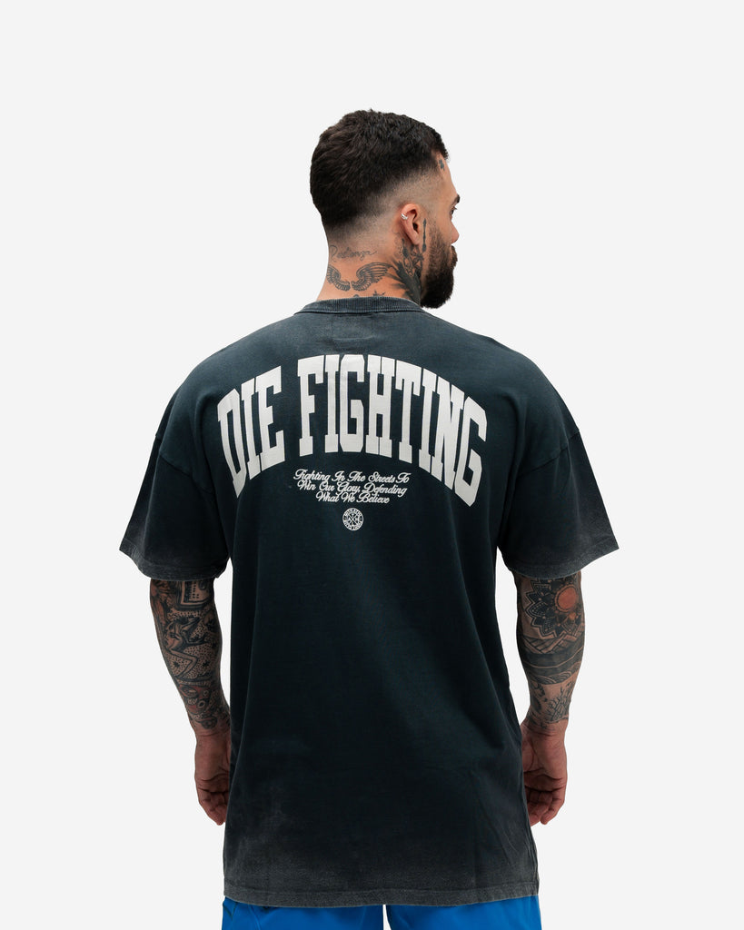 Camiseta Oversized Estonada Mith Athl Die Fighting Chumbo