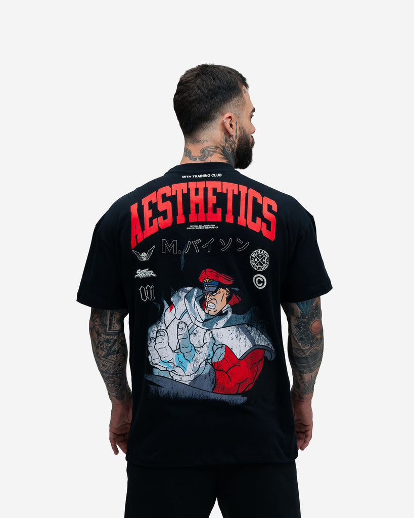 Camiseta Oversized Street Fighter M Bison Preto