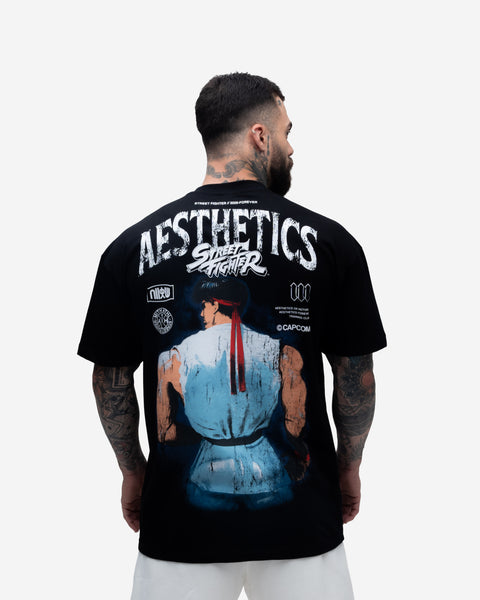 Camiseta Oversized Mith Street Fighter Ryu Blue Preto