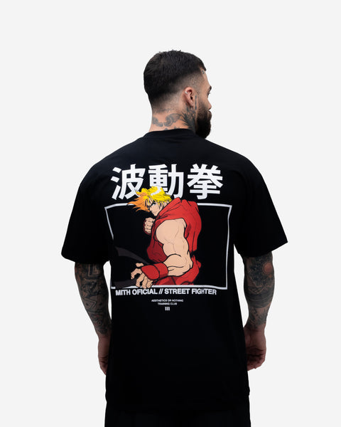 Camiseta Oversized Street Fighter Ken Fight Preto