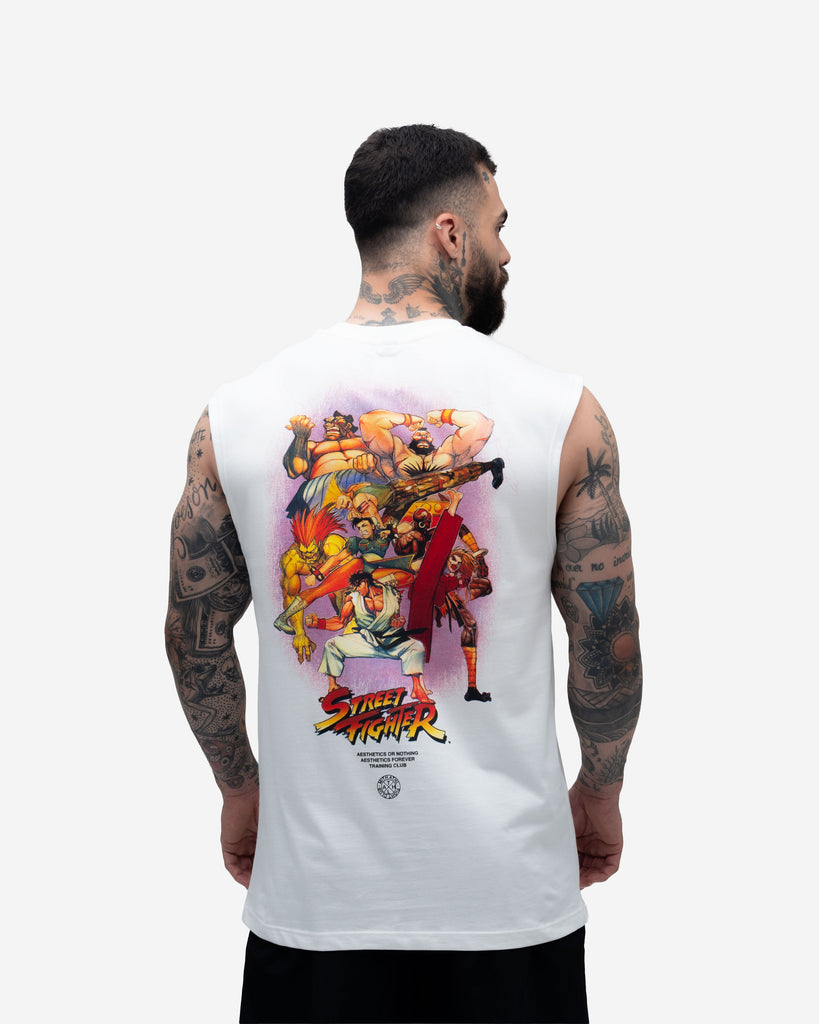Regata Drop Shoulder Slevelles Mith Street Fighter Logo Line Off White