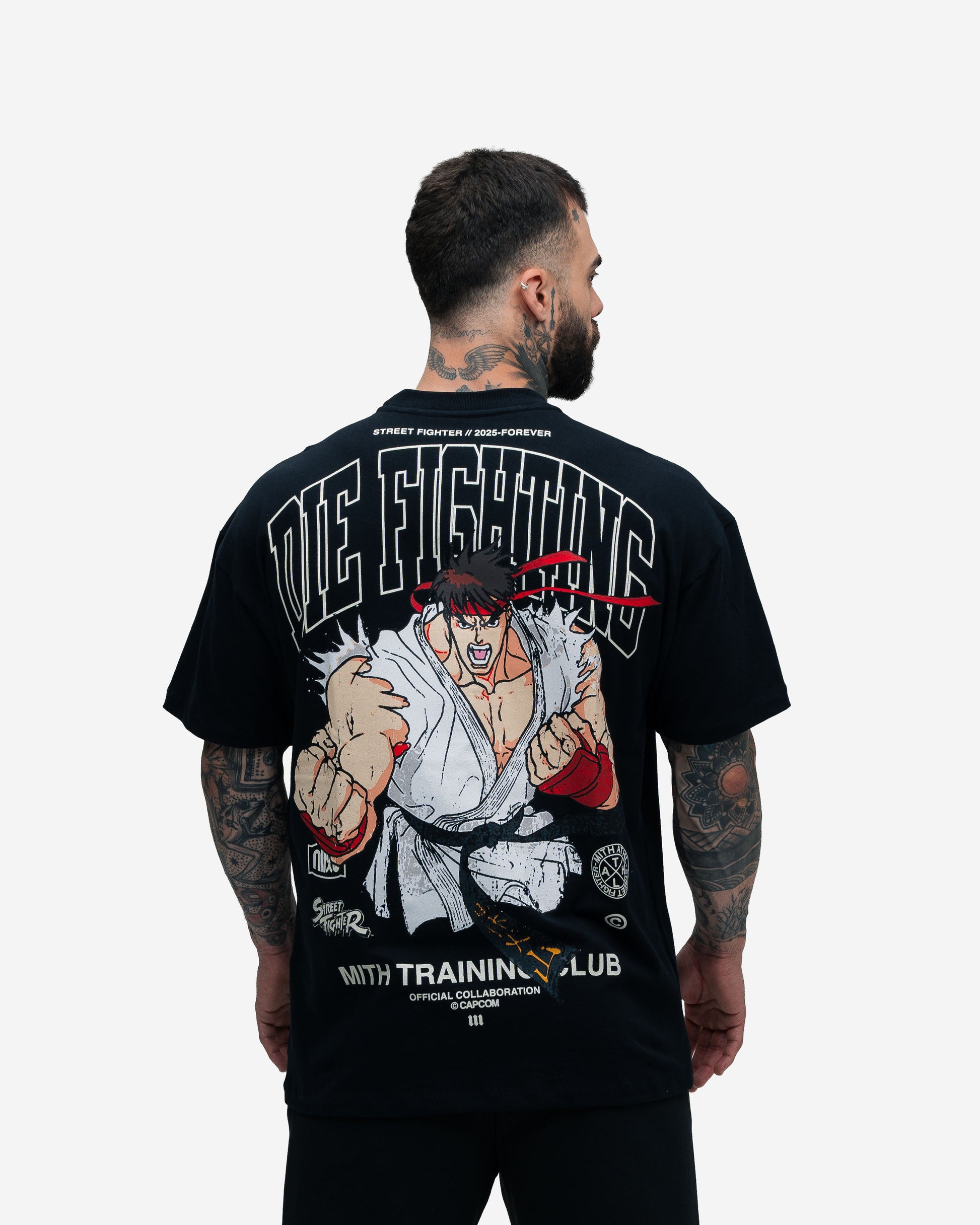 Camiseta Oversized Street Fighter Ryu Preto