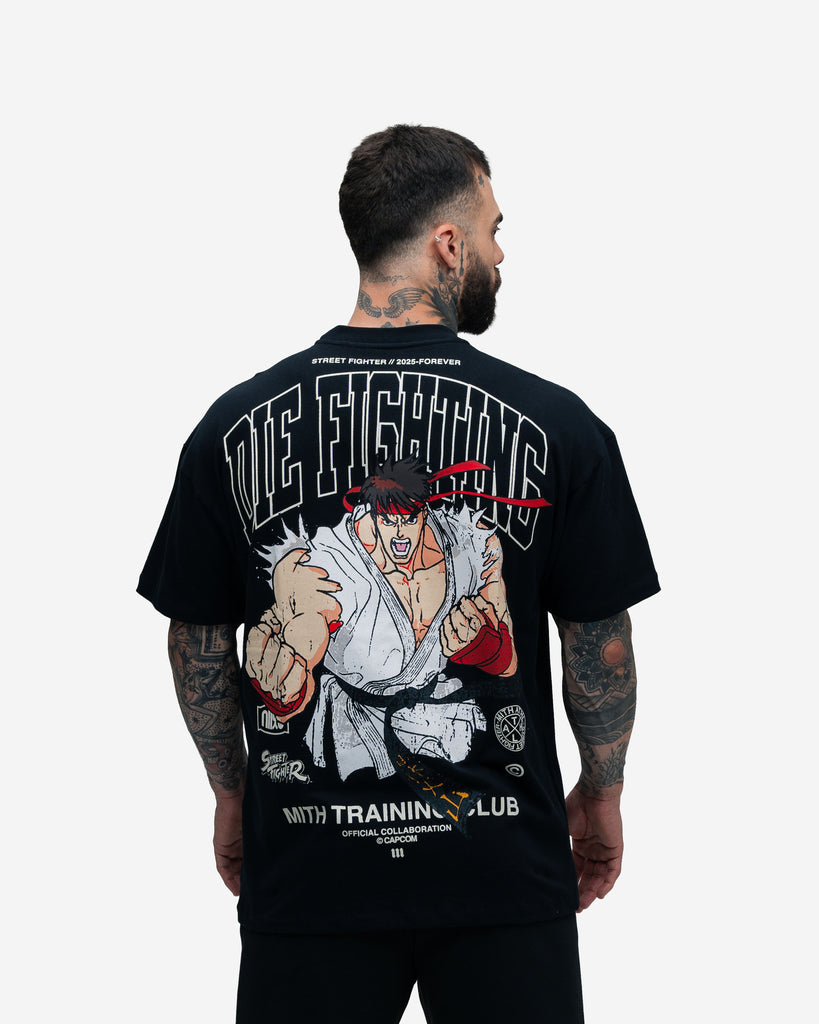 Camiseta Oversized Street Fighter Ryu Preto