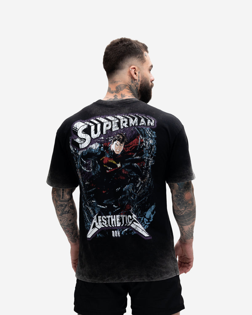 Camiseta <strong>Oversized Estonada Premium</strong> Mith X Superman Metalica Preto