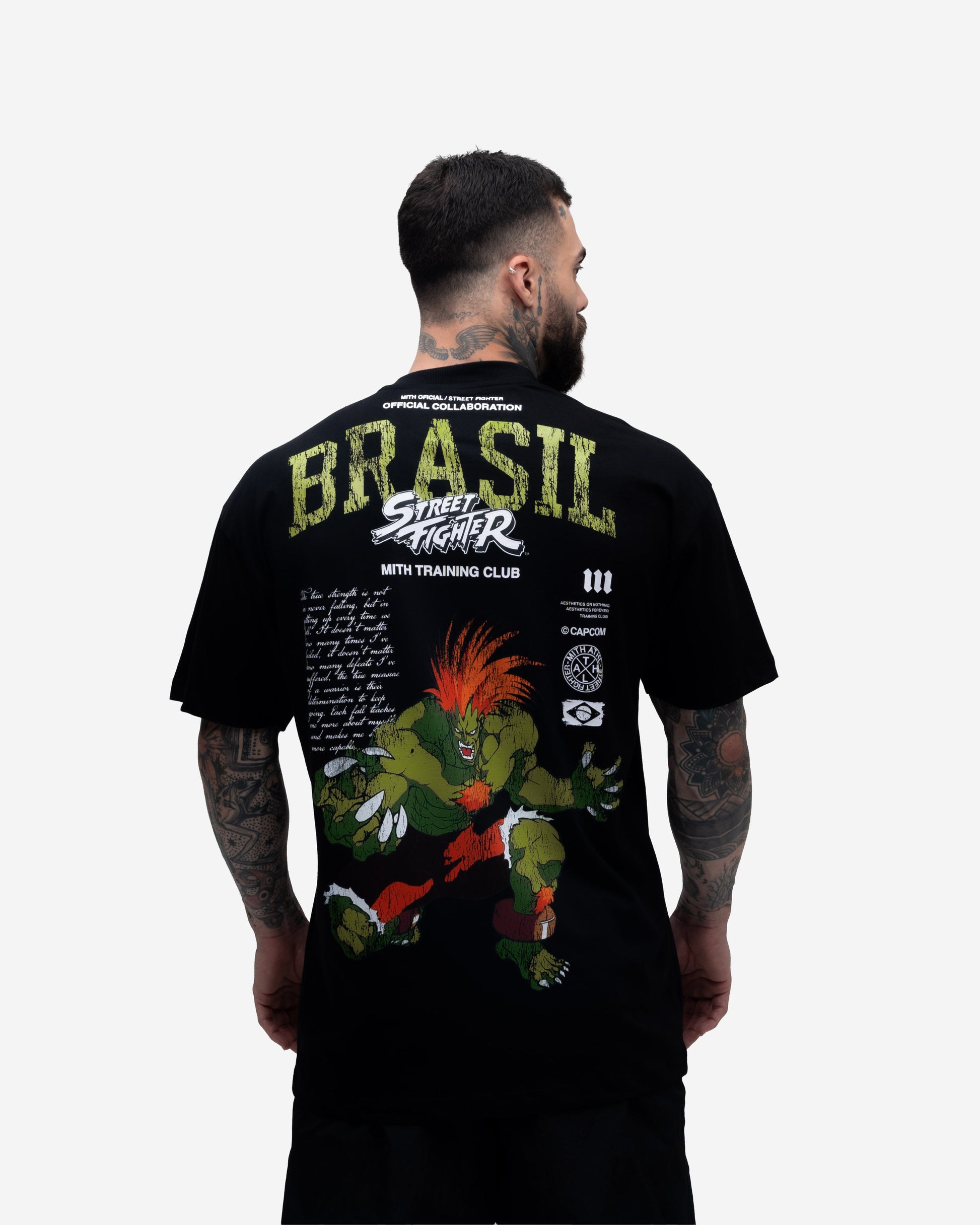 Camiseta Oversized Mith Street Fighter Blanka Brasil Preto