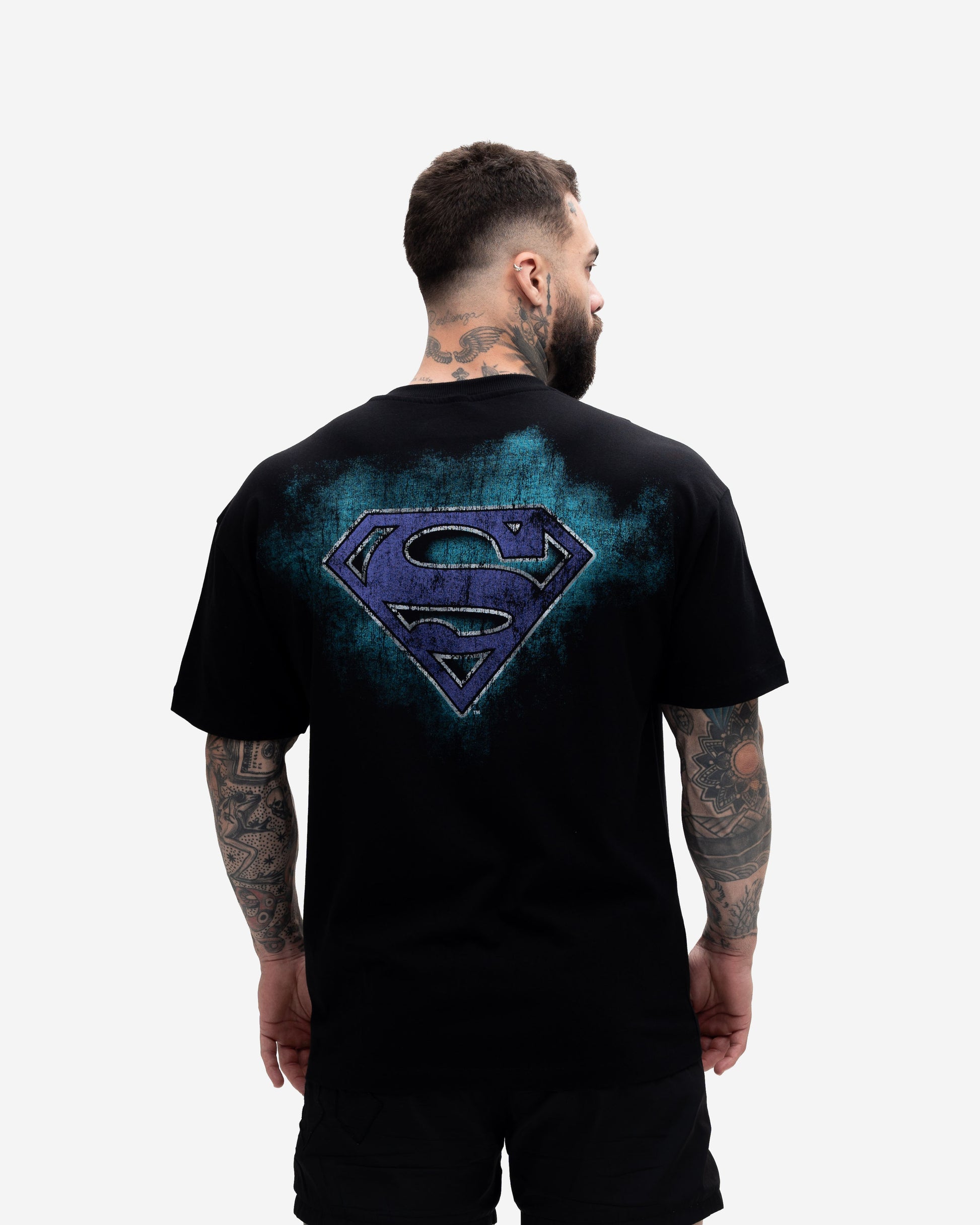 Camiseta <strong>Oversized Treino </strong>Mith X Superman Space Logo Preto