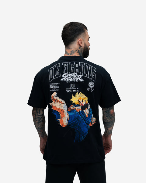 Camiseta Oversized Street Fighter Ken Preto