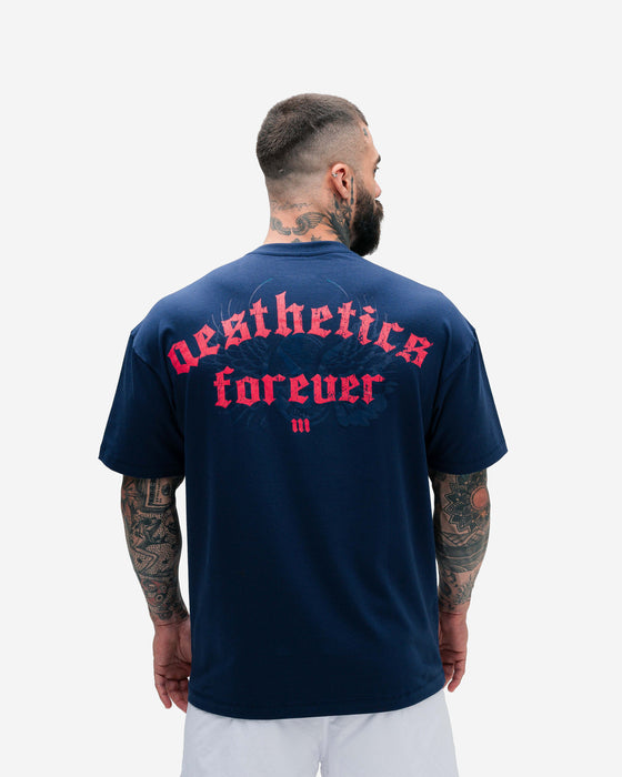 Camiseta Oversized Treino Azul Mith Nation Aesthetics Forever