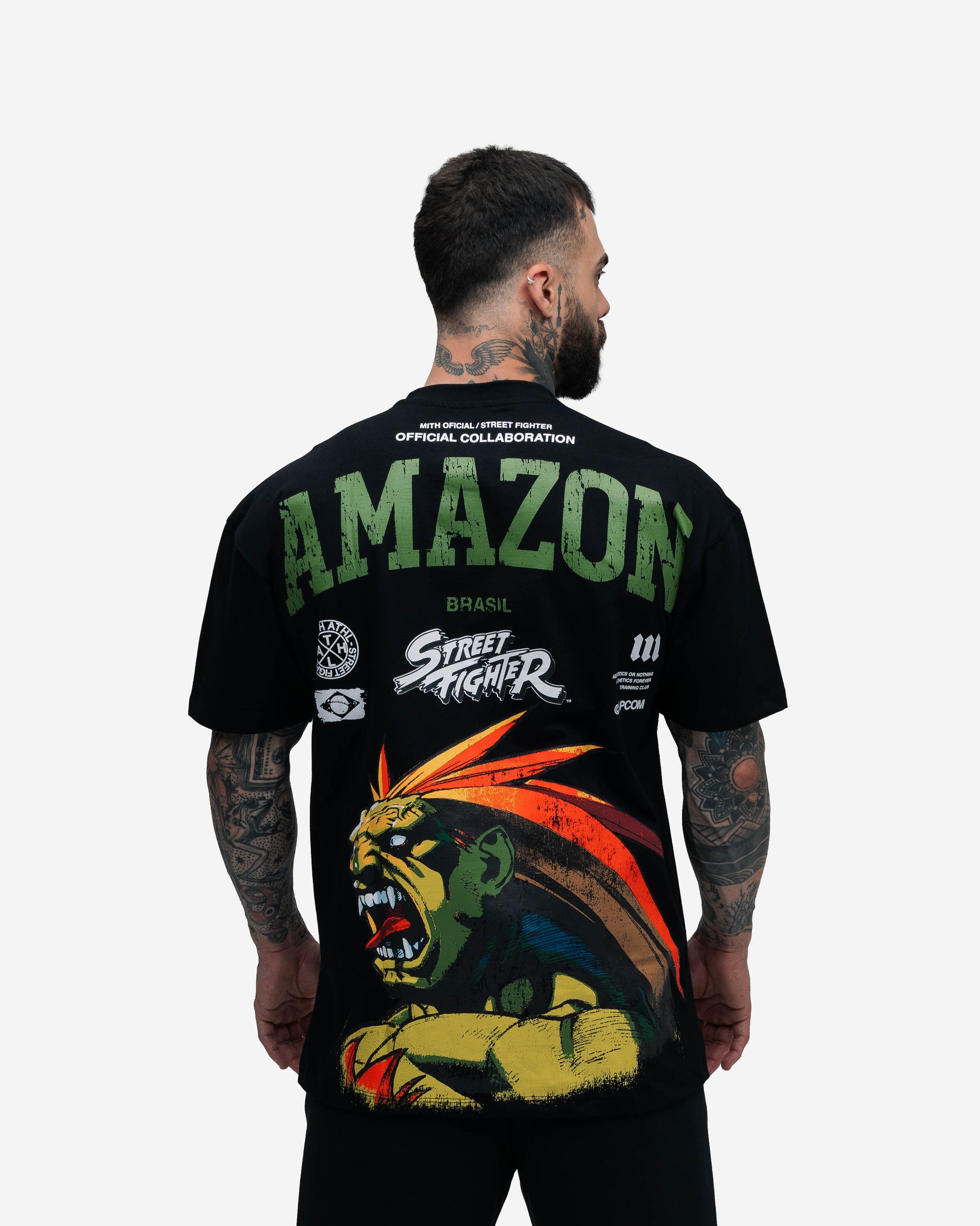 Camiseta Oversized Street Fighter Blanka Amazon Preto