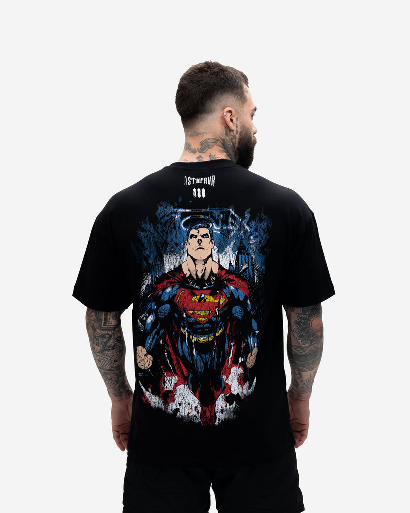 Camiseta <strong>Oversized Treino </strong>Mith X Superman Jump Preto