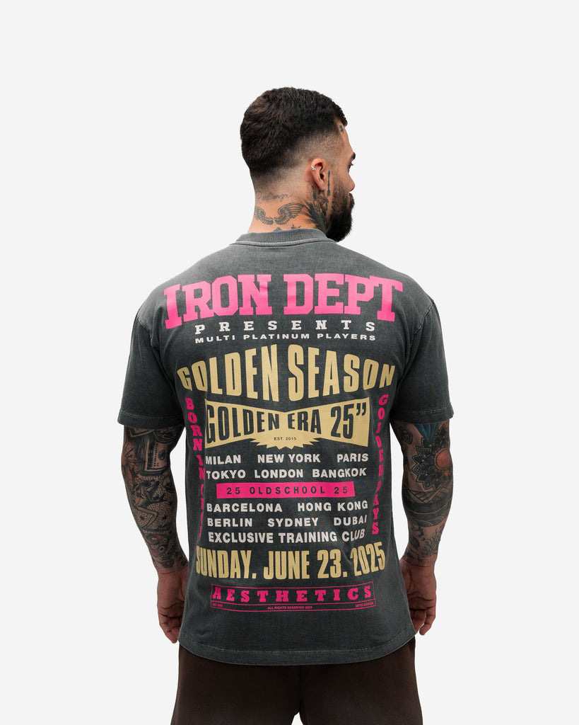 Camiseta Oversized Estonada Mith Golden Season Cinza