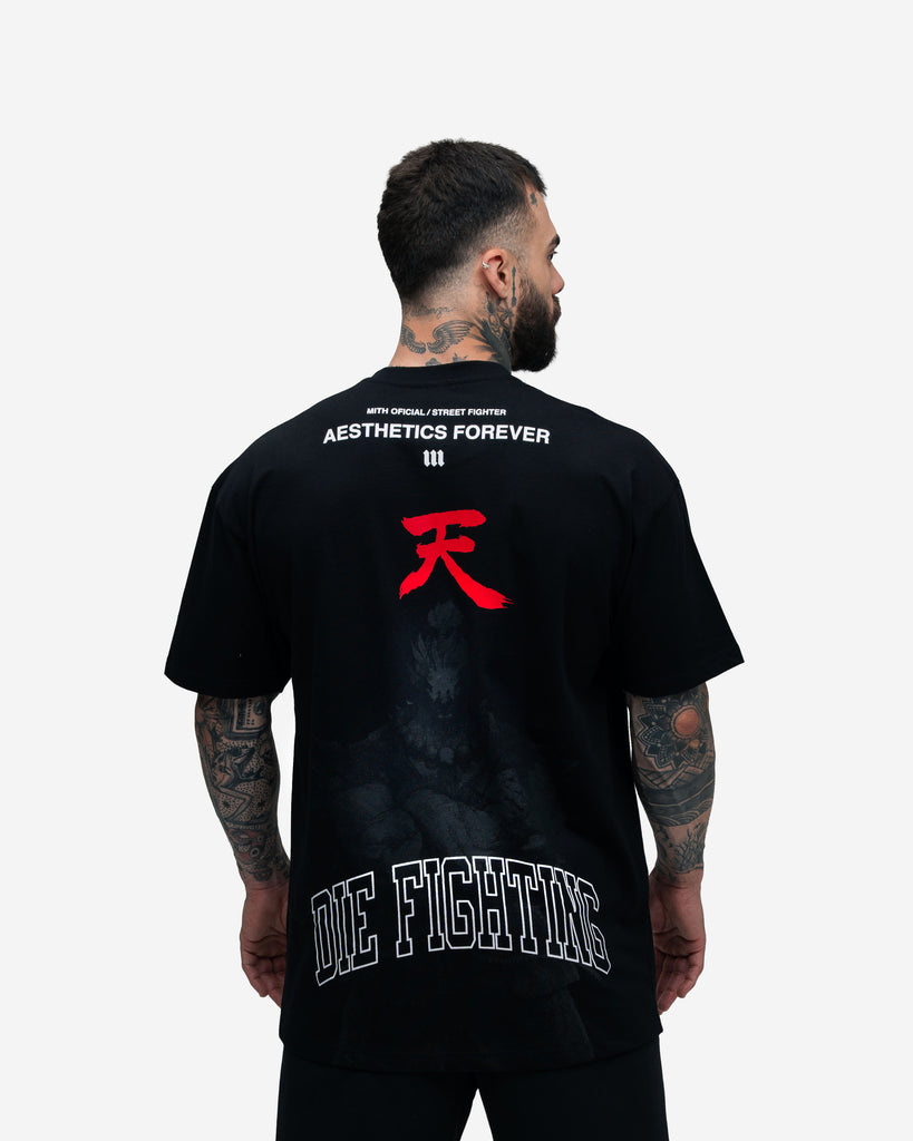 Camiseta Oversized Street Fighter Akuma Aesthetics Mono Preto
