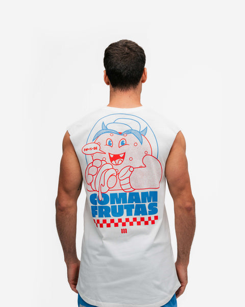 Regata Drop Shoulder Slevelles Mith Comam Frutas Reticule Burger Off White