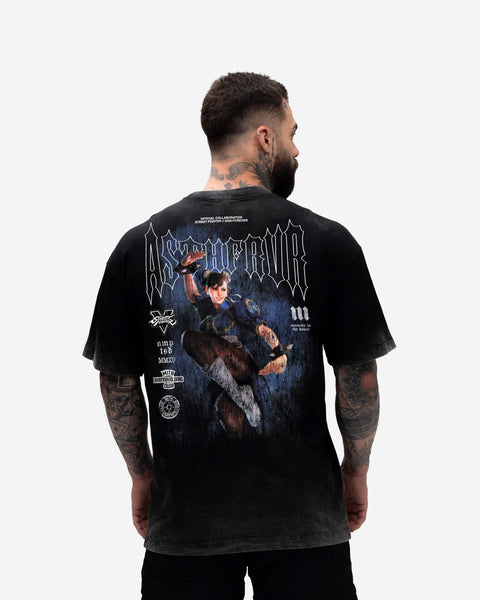 Camiseta Oversized Premium Estonada do Avesso Mith x Street Fighter Chun Li Preto