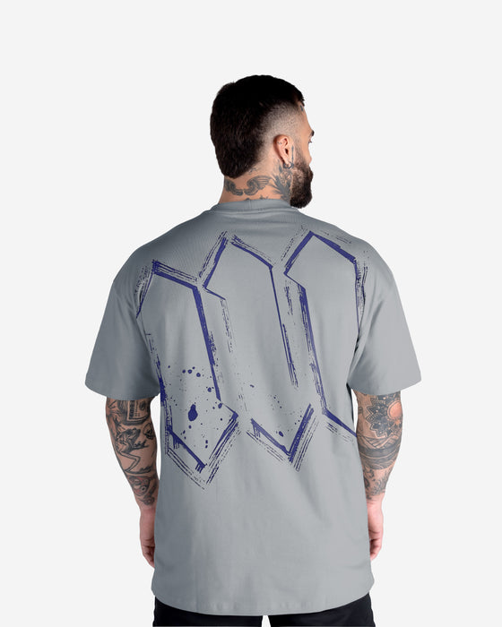 Camiseta Oversized Treino Cinza Mith Nation Doodle Grid