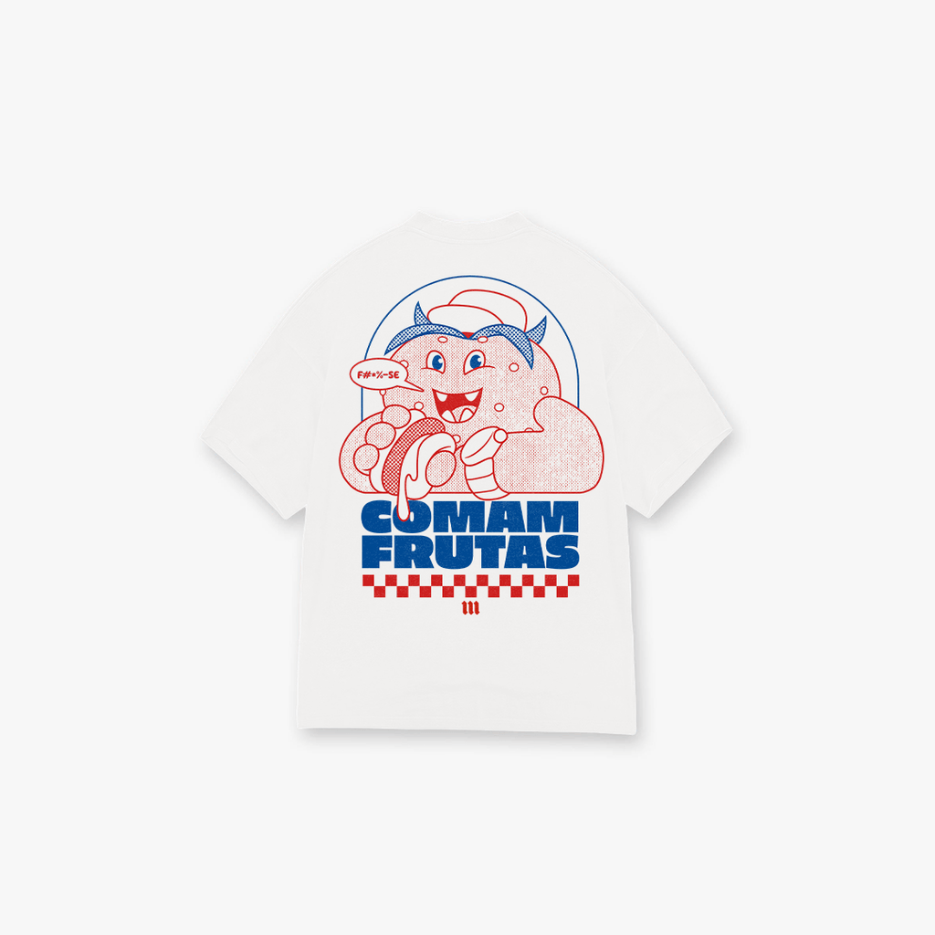 Camiseta Oversized Comam Frutas Reticle Blue Burger Off White