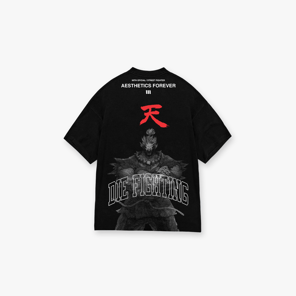 Camiseta Oversized Street Fighter Akuma Aesthetics Mono Preto