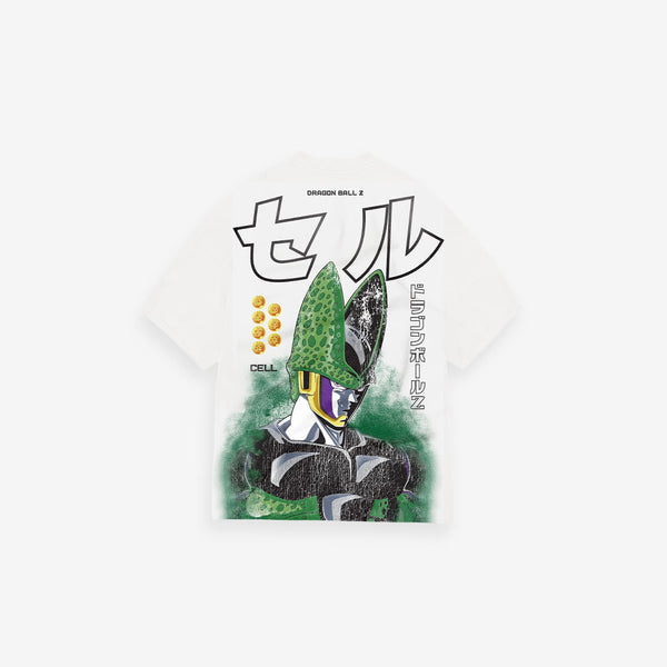 Camiseta Oversized Dragon Ball Z Cell Off White