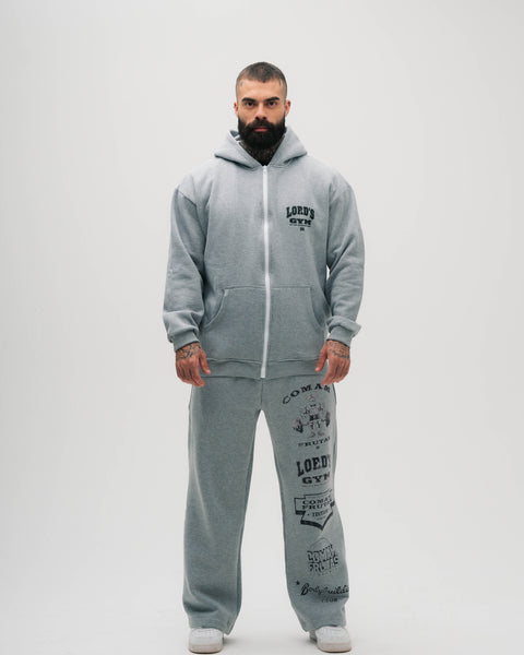 Jaqueta de Moletom Oversized Mescla Cinza Lord's Gym